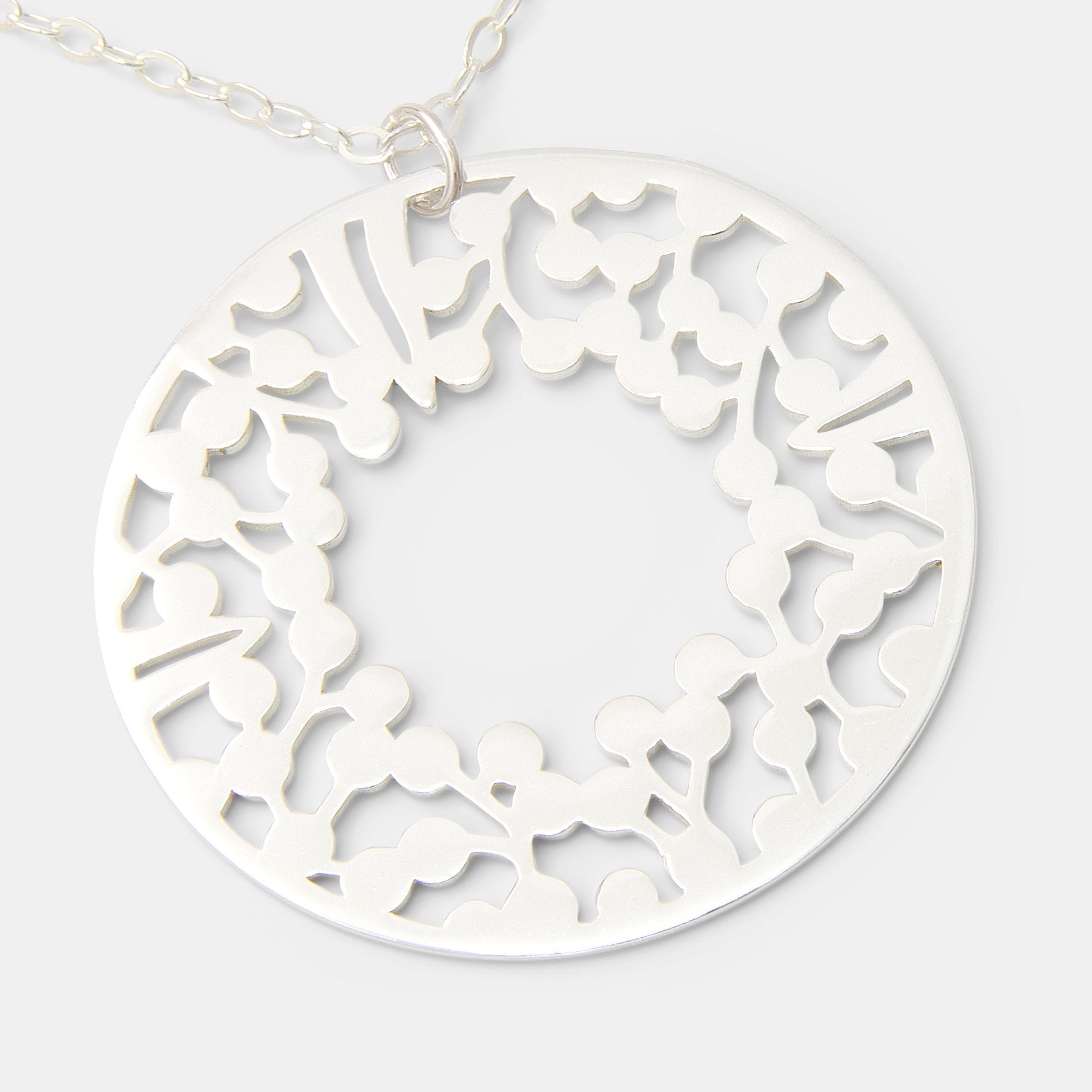 Wattle Wreath Silver Pendant Necklace